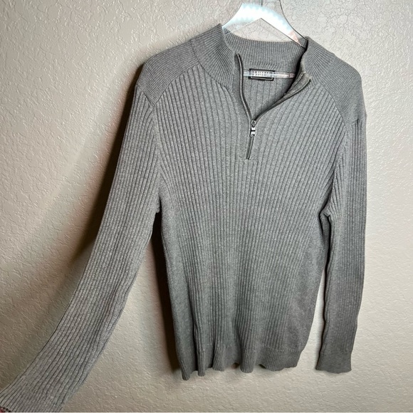 Express Men Half Zip Collared Ribbed Sweater - Picture 2 of 7